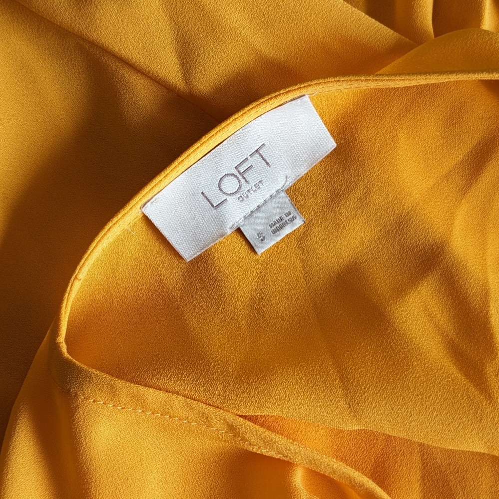 LOFT Bright Yellow / Gold long sleeve blouse / top - Picture 7 of 7